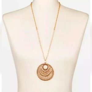 A New Day™ Women's Wrapped With Beaded Detail Pendant Gold Toned Necklace.